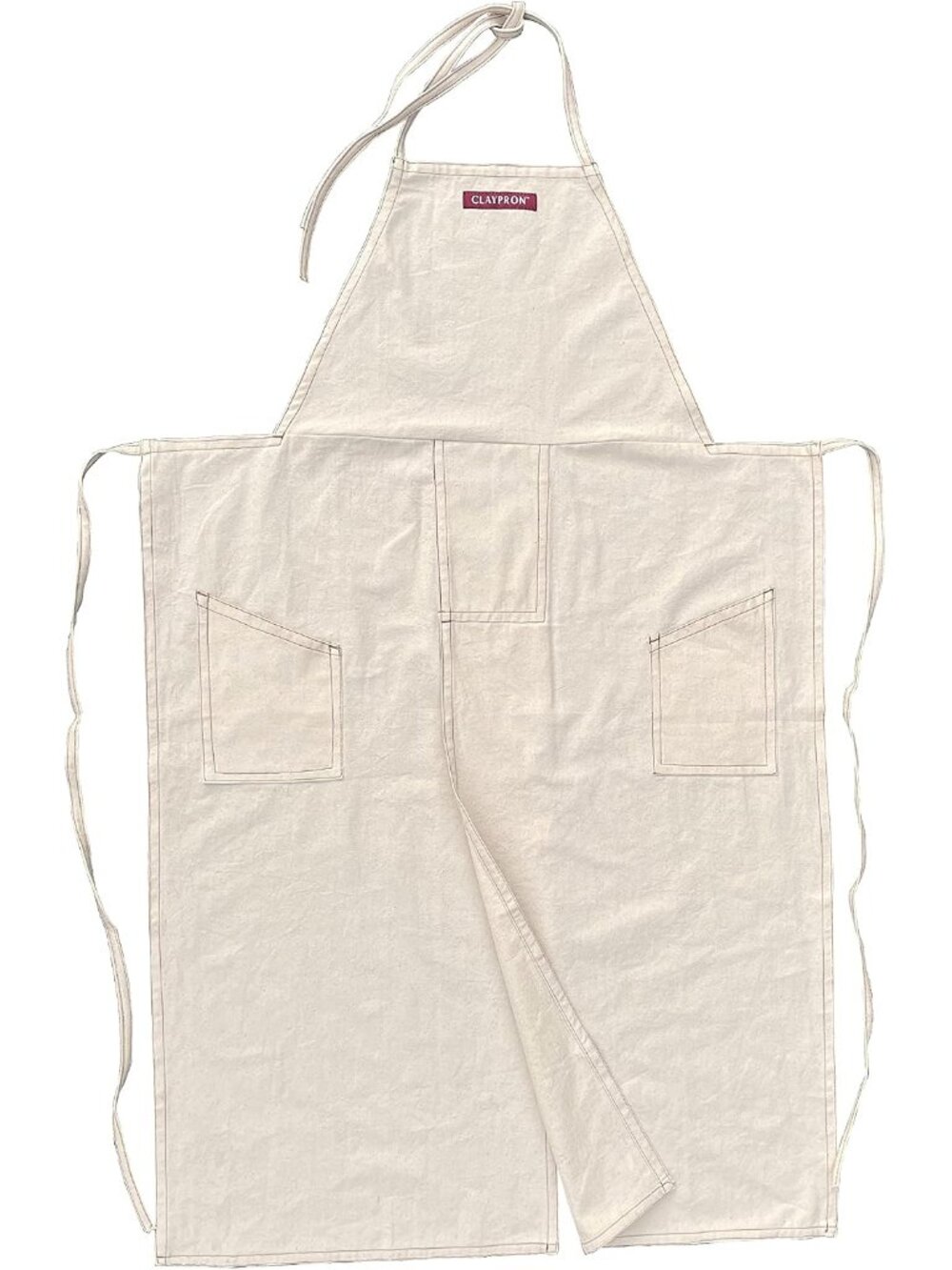 in OATMEAL color, the original split overlapped apron for ceramics, arts, and ch